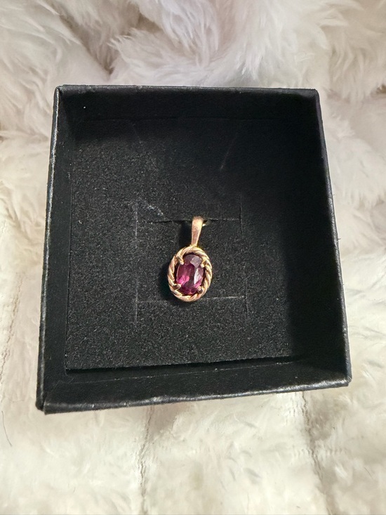 Jewelry - Garnet Natural Mined Stone Gold Over 925 Pendant
